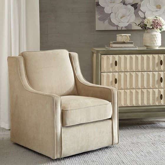 Harris Chenille Swivel Chair Cream 1